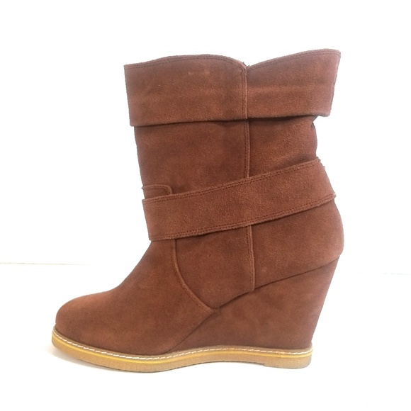 Kelsi Dagger Women Suede Wedges Buckle Boots 9 M - Picture 2 of 8